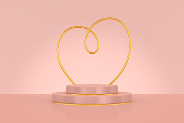 Wall Mural - heart on pink background. 3d illustration