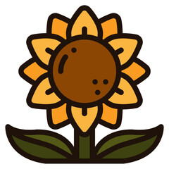 Canvas Print - sunflower filled outline icon