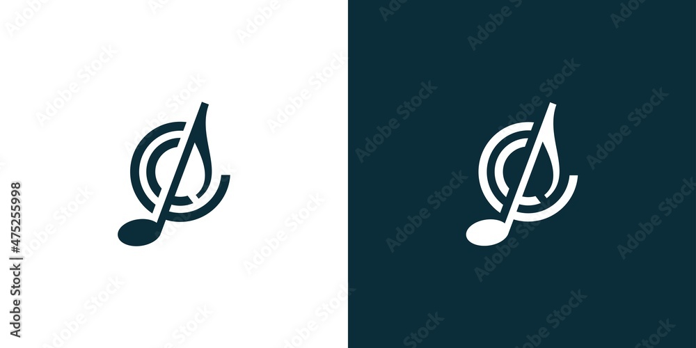 Modern and elegant C initials music logo design 1