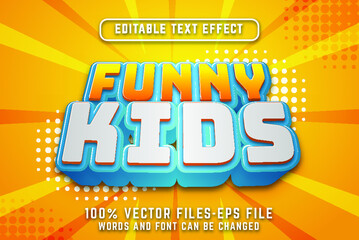 Poster - funny kids 3d text. editable text effect with cartoon style premium vectors