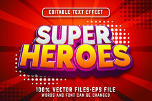 Super Heroes 3d Text. Editable Text Effect With Cartoon Style Premium Vectors