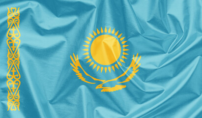 Kazakhstan waving flag background.