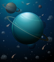 Wall Mural - Uranus planet on space background