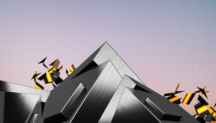 Aufkleber - Creative idea. futuristic Architecture and Geometric Shape Modern on Background for Future Technologies concept. copy space, digital, banner, website -3d Rendering
