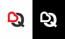 Logo Heart Letter Q. Beautiful Vector Love Logo. Q Love Outline Creative Letter Logo