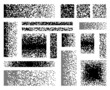 Disappear square pixel mosaic pattern. Fade and dissolve shape vector backgrounds. Digital disperse of halftone pixel gradient, disappearing rectangles texture and transform effect of broken particles
