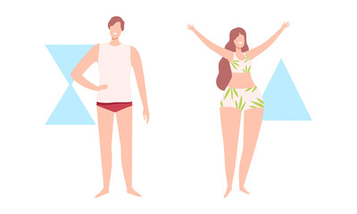 Sticker - Different Human Figure and Body Shape Type Vector Set