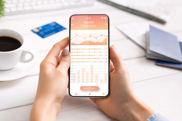 Aufkleber - Cropped of business woman checking monthly statisticks of spendings