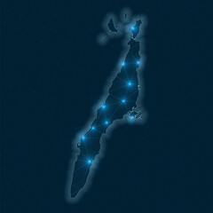 Poster - cebu network map. abstract geometric map of the island. digital connections and telecommunication de