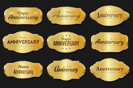 Collection of anniversary golden logotype celebration emblem