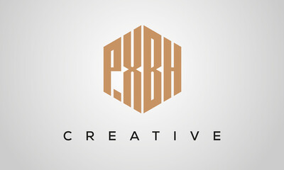 creative polygon PXBH letters logo design, vector template