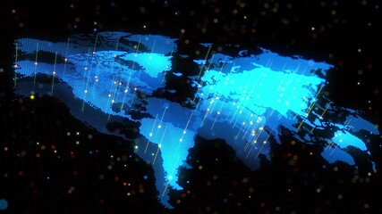 Poster - Background animation of world map. Global network.