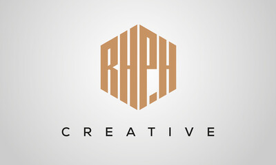 creative polygon RHPH letters logo design, vector template