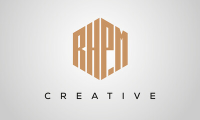 creative polygon RHPM letters logo design, vector template