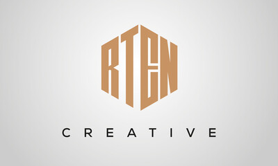 creative polygon RTEN letters logo design, vector template