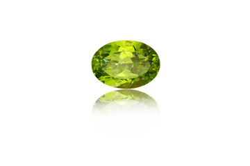 Wall Mural - macro mineral stone cut Peridot on a white background