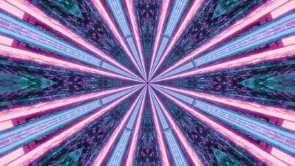 Poster - A 3D animation of futuristic kaleidoscope patterns in vibrant light blue and purple colors