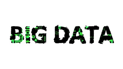 Poster - Big Data black - green cybernetical digital text, isolated - loop video