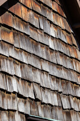 Sticker - Vertical shot of aged wooden shingles