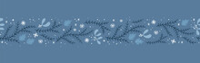 Lovely Hand Drawn Seamless Christmas Pattern With Branches And Decoration, Great For Banners, Wallpapers, Cards, Textiles - Vector Design