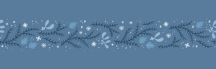 Poster - Lovely hand drawn seamless christmas pattern with branches and decoration, great for banners, wallpapers, cards, textiles - vector design