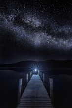 Milky Way Over A Lake Jetty