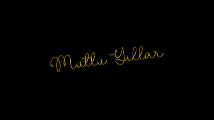 Fototapete - Gold color happy new year text message Turkish language with brush effect gold color on black background.