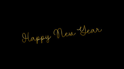 Fototapete - Gold color happy new year text message with brush effect gold color on black background.