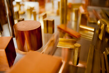 COPPER FACTORY. CLOSE UP, DETAIL OF COPPER High Quality Photo