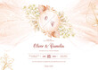 © KeepMakingArt - Landscape floral wedding invitation card with pastel floral decoration. Foliage design concept