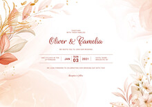 Landscape Floral Wedding Invitation Card With Pastel Floral Decoration. Foliage Design Concept