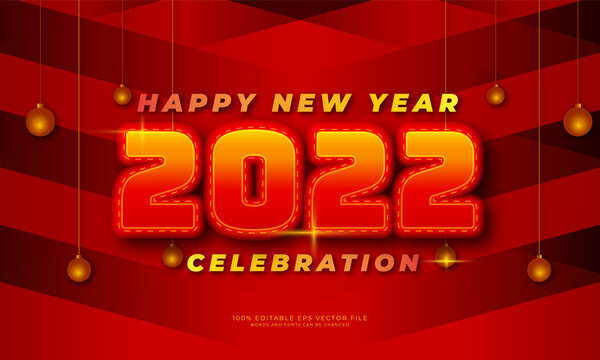 new year greeting 2022 editable text effect vector background