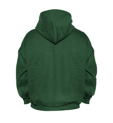 Sticker - Blank hoodie sweatshirt color green on invisible mannequin template back view on white background
