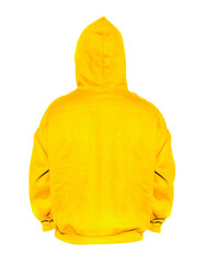 Wall Mural - blank hoodie sweatshirt color yellow on invisible mannequin template back view on white background
