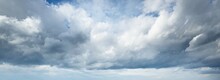 Ornamental Clouds. Dramatic Sky. Soft Sunlight. Panoramic Image, Texture, Background, Graphic Resources, Design, Copy Space. Meteorology, Heaven, Hope, Peace Concept