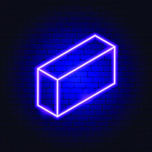 Parallelepiped Neon Sign. Vector Illustration Of Geometric Promotion.