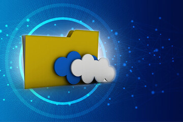 Poster - 3d rendering cloud  folder network
