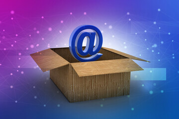 Poster - 3d rendering E mail sign in box concept
