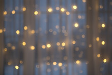 The Christmas Garland On The Window Is Out Of Focus