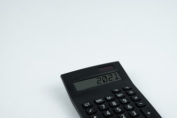 Sticker - Calculator with 2021 digits on it isolated on white background