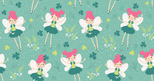 These Irish Lasses Have Traveled From Tir Na Nog To With You A Happy Saint Patrick's Day. This Pattern Is Vector Based And Repeats Seamlessly. It Would Be Perfect For A Surface Design Or Background. 