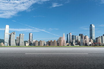 Wall Mural - City road and modern buildings background