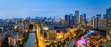 Chengdu Jiuyanqiao CBD Night View And Modern Skyscrapers.