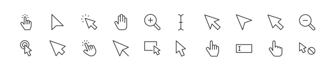 Wall Mural - Set of simple cursor line icons.