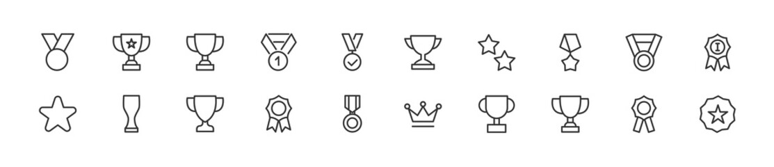 Poster - Set of simple achievement line icons.