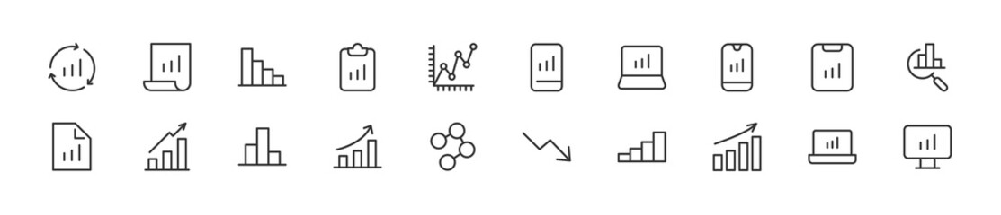 Wall Mural - Set of simple analytics line icons.