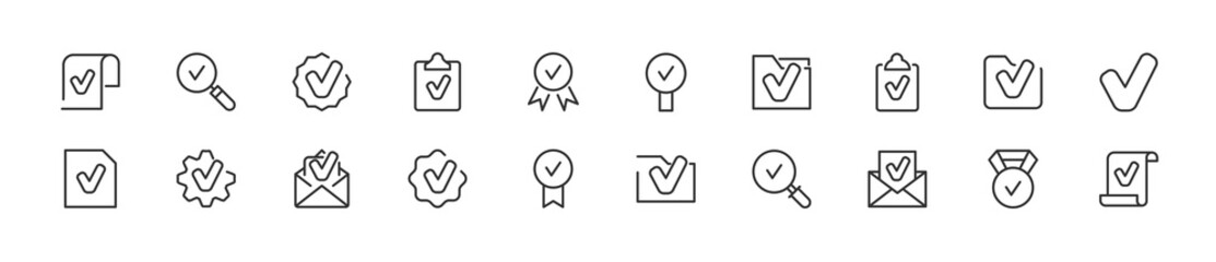 Wall Mural - Set of simple approve line icons.