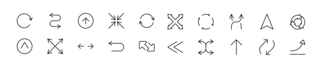 Canvas Print - Set of simple arrow line icons.