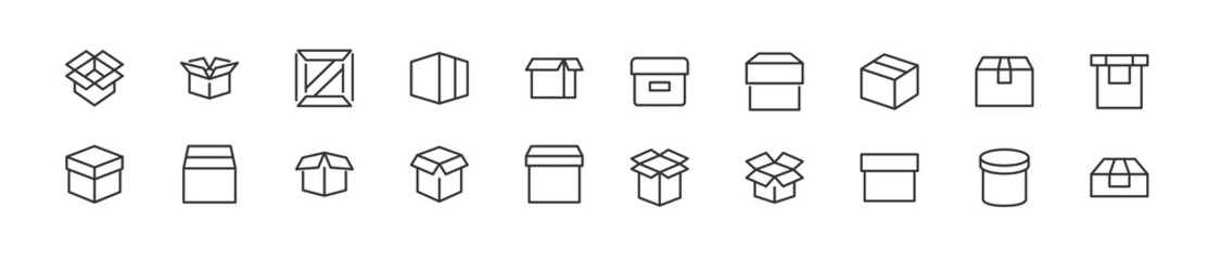 Canvas Print - Set of simple box line icons.