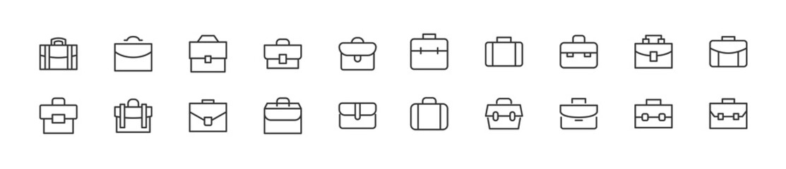 Sticker - Set of simple briefcase line icons.